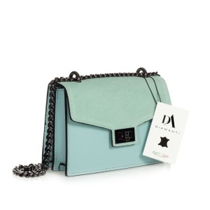 Geanta dama de umar din piele naturala DiAmanti Asti Turchese Chiaro